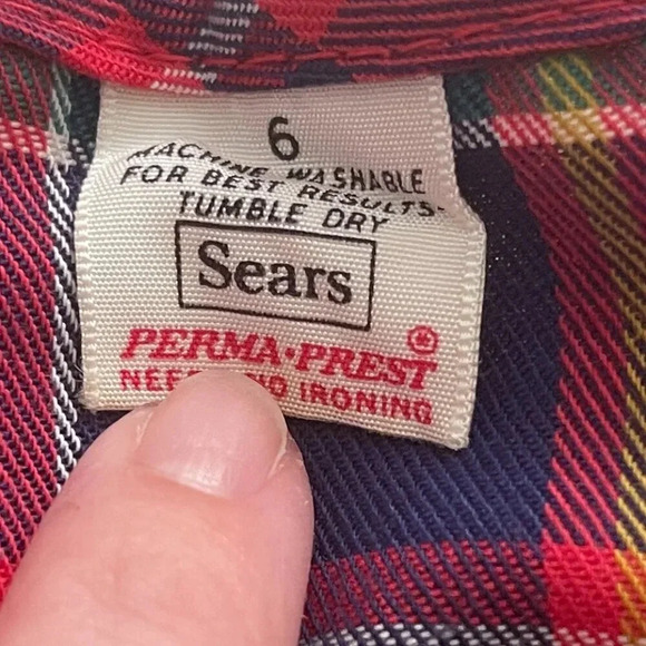 Children: Girls plaid romper/skort, Sears brand 6 - Vintage - Picture 4 of 12